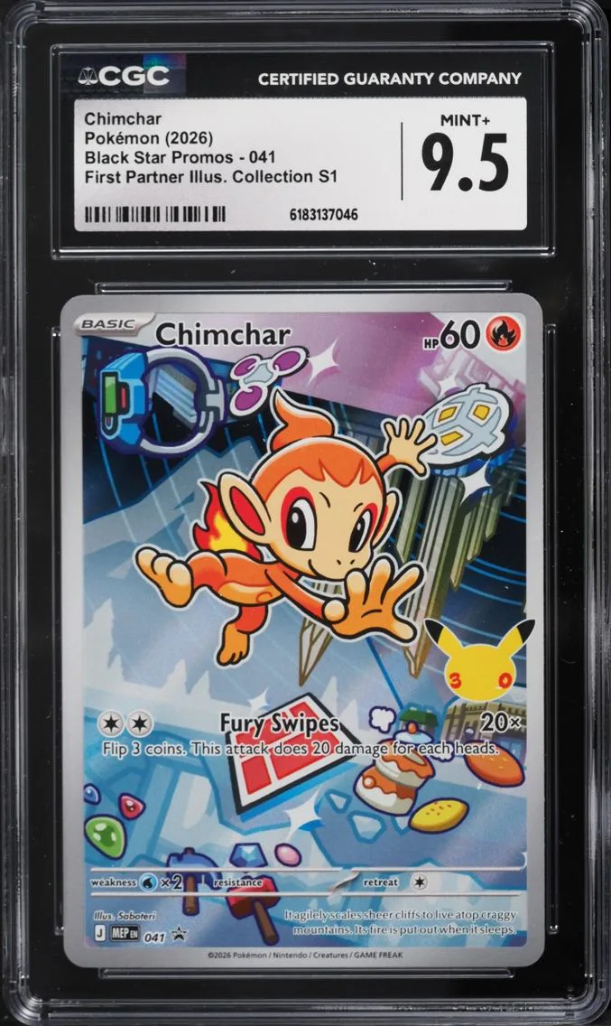 2026 Pokemon Mega Evolution Promo First Partner Illustration S1 Full Art Chimchar #41 CGC 9.5