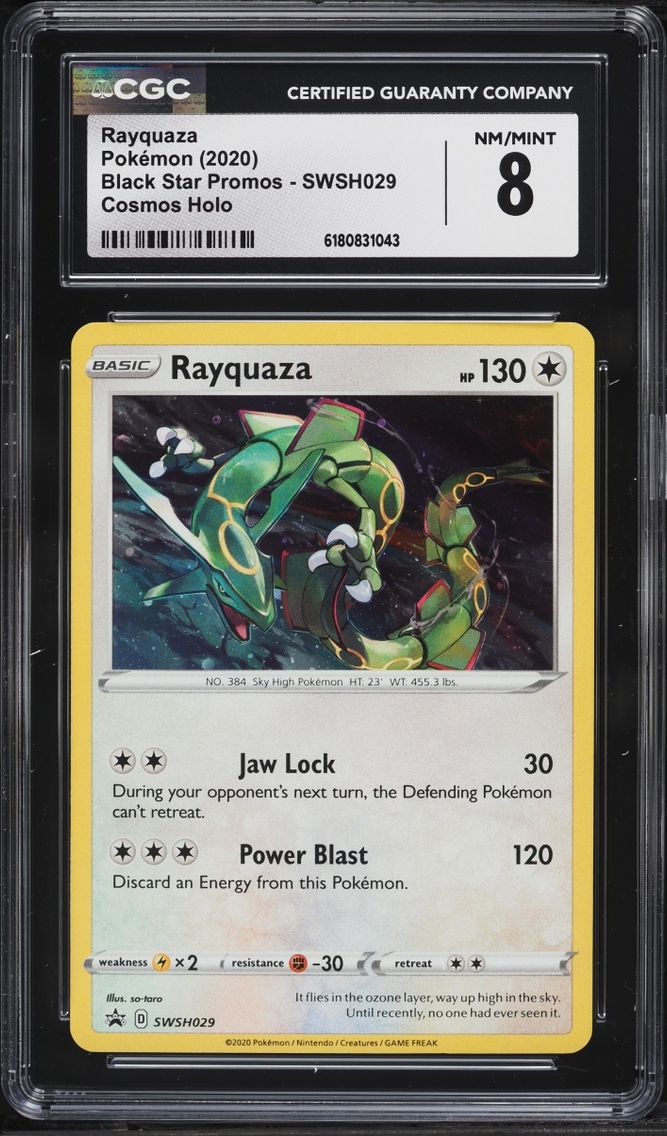 2020 Pokemon Sword & Shield Promo Cosmos Holo Rayquaza #SWSH029 CGC 8 NM-MT
