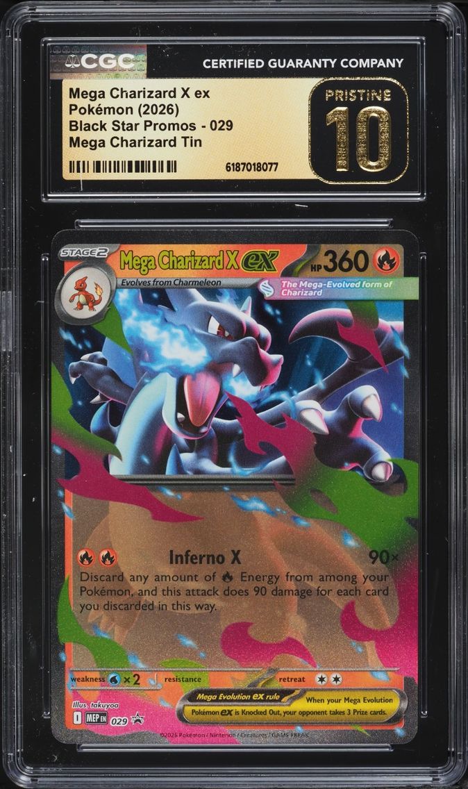 2026 #29 Mega Charizard X Ex CGC 10 Pokemon Mega Evolution Promo Tin