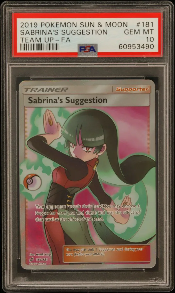 2019 #181 Full Art/Sabrina's Suggestion PSA 10 Sun & Moon Team Up