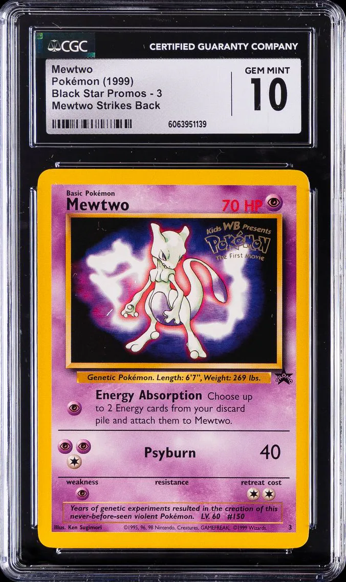 1999 #3 Mewtwo CGC 10 Game Movie Pokemon