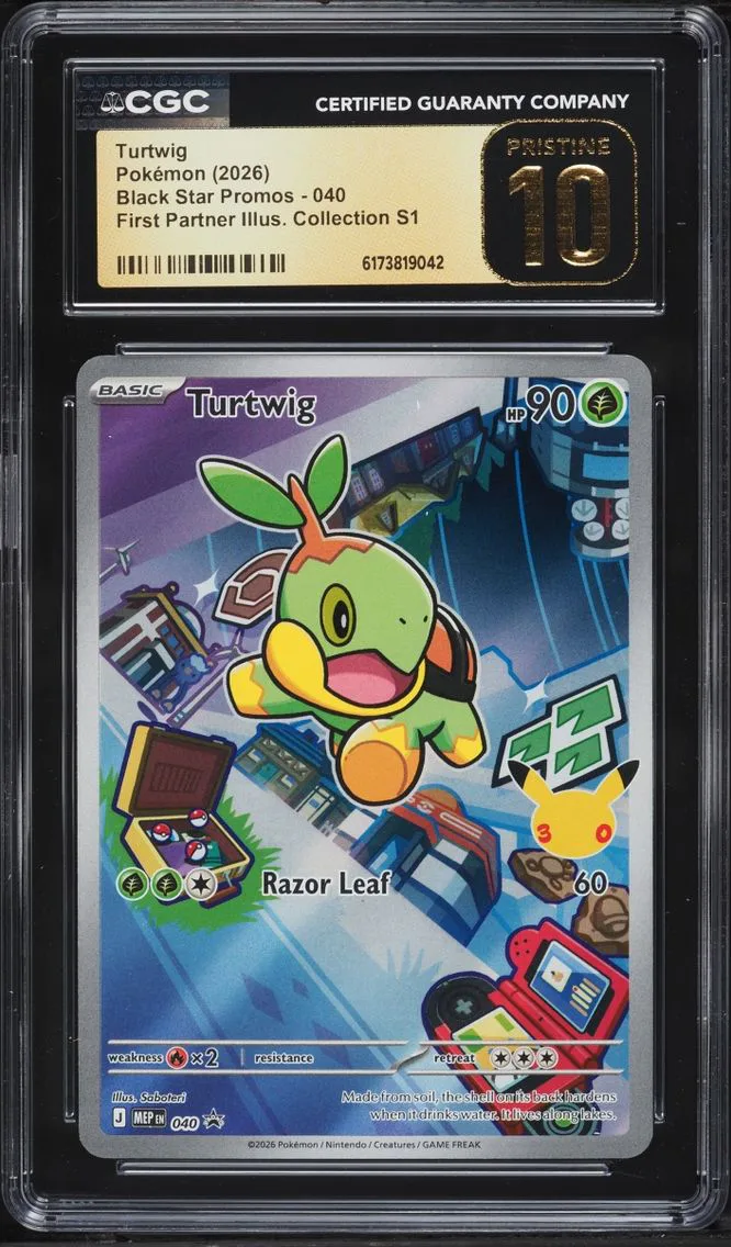 2026 Pokemon Mega Promo First Partner Illustration S1 Full Art Turtwig #40 CGC 10 PRISTINE