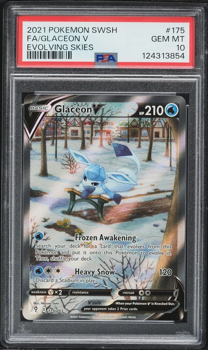 2021 #175 Full Art/Glaceon V PSA 10 Sword & Shield Evolving Skies Pokemon