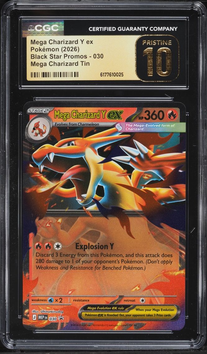 2026 Pokemon Mega Evolution Black Star Promo Tin Mega Charizard Y ex #30 CGC 10 PRISTINE