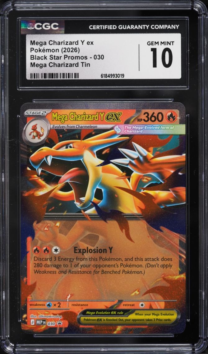 2026 #30 Mega Charizard Y ex CGC 10 Pokemon Mega Evolution Black Star Promo Tin