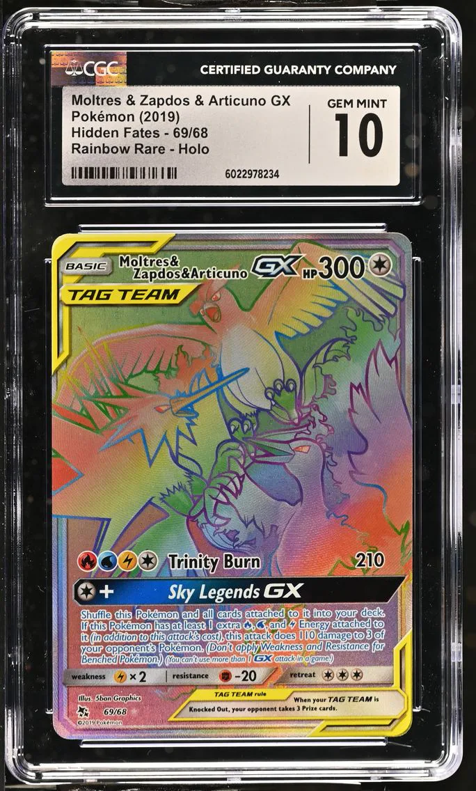 2019 #69 Moltres &amp; Zapdos &amp; Articuno GX CGC 10 Hidden Fates - English