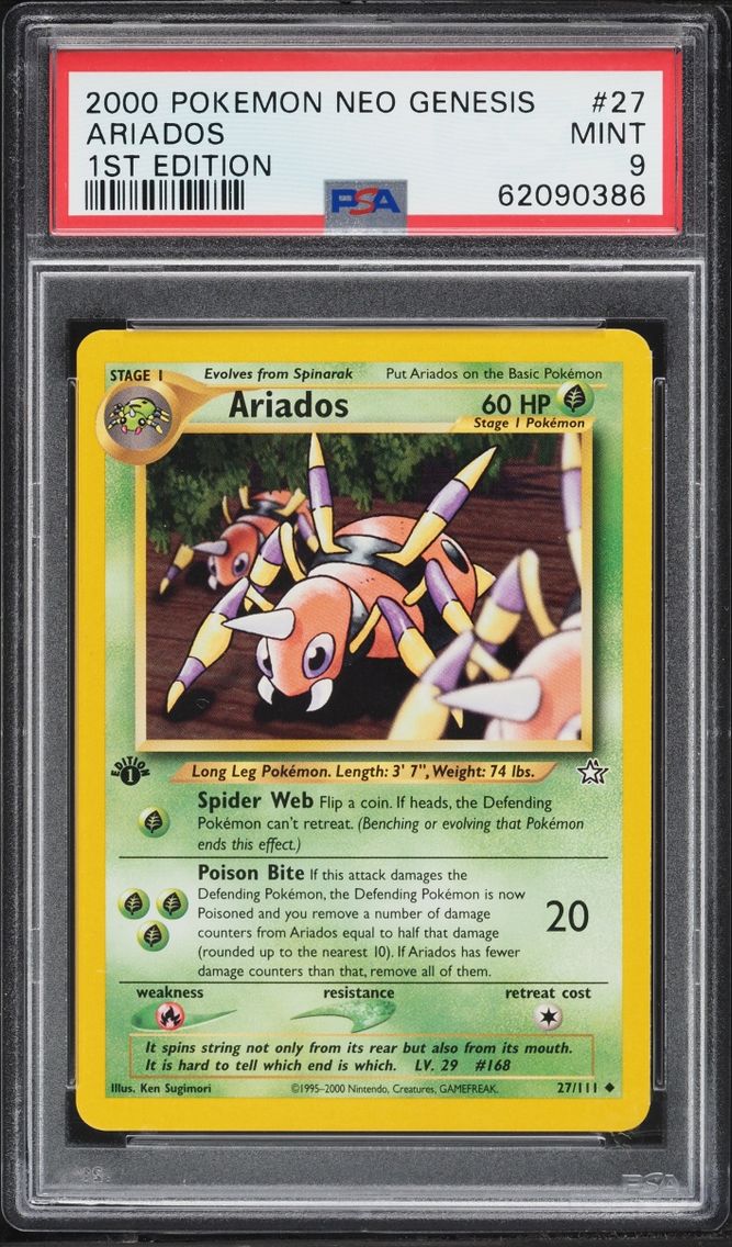 2000 Pokemon Neo Genesis 1st Edition Ariados #27 PSA 9 MINT