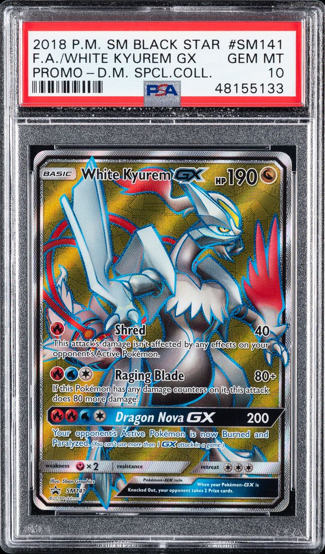 2018 #SM141 Full Art/White Kyurem GX PSA 10 SM Black Star Promo Pokemon