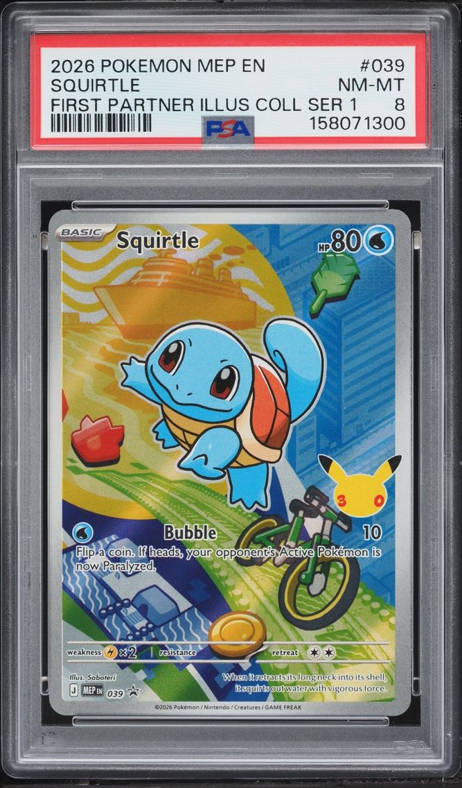 2026 Pokemon Mega Evolution Promo First Partner Illustration Full Art Squirtle #39 PSA 8 NM-MT