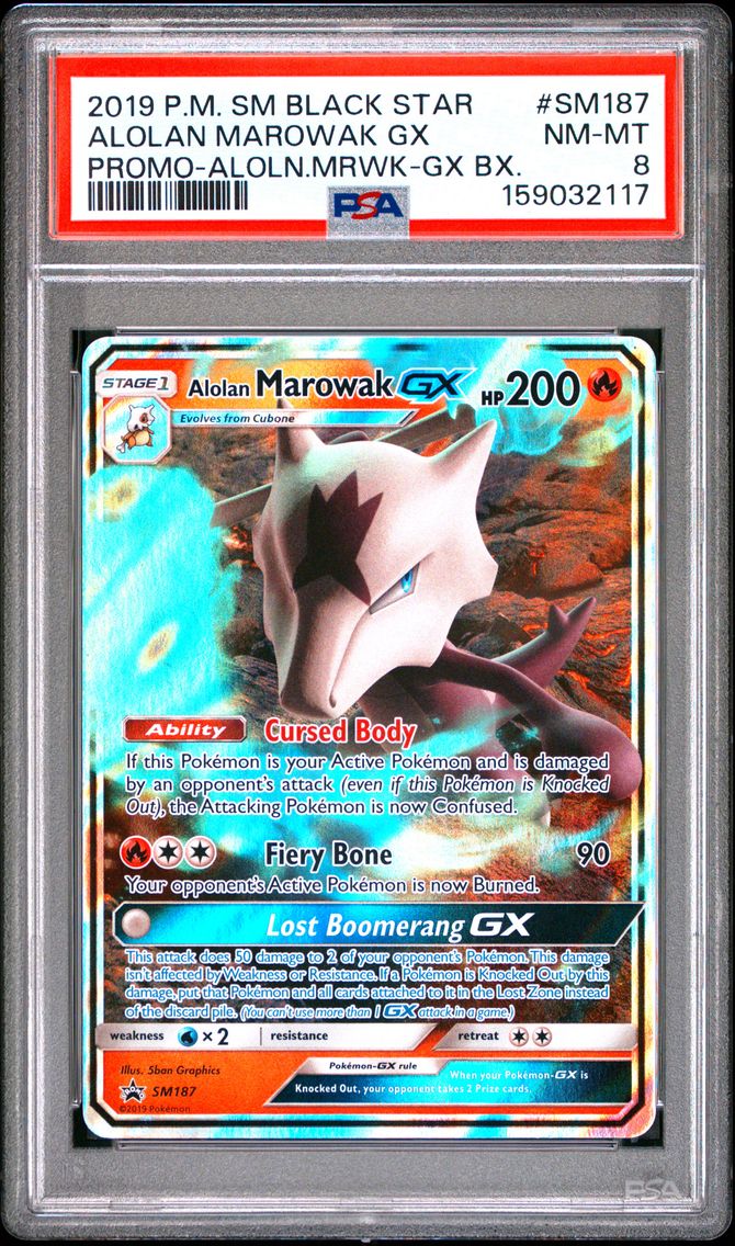 2019 #SM187 Alolan Marowak GX PSA 8 SM Black Star Promo