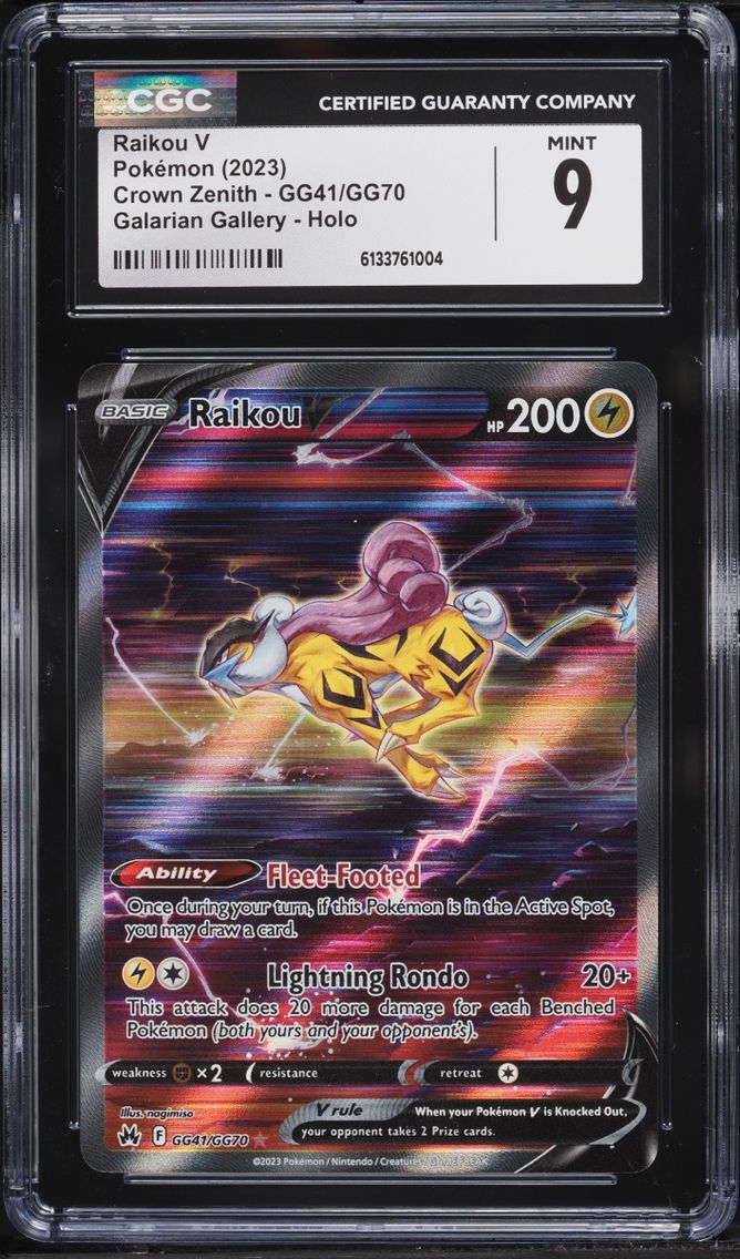 2023 Pokemon Sword & Shield Crown Zenith Galarian Gallery Full Art Raikou V #GG41 CGC 9 MINT