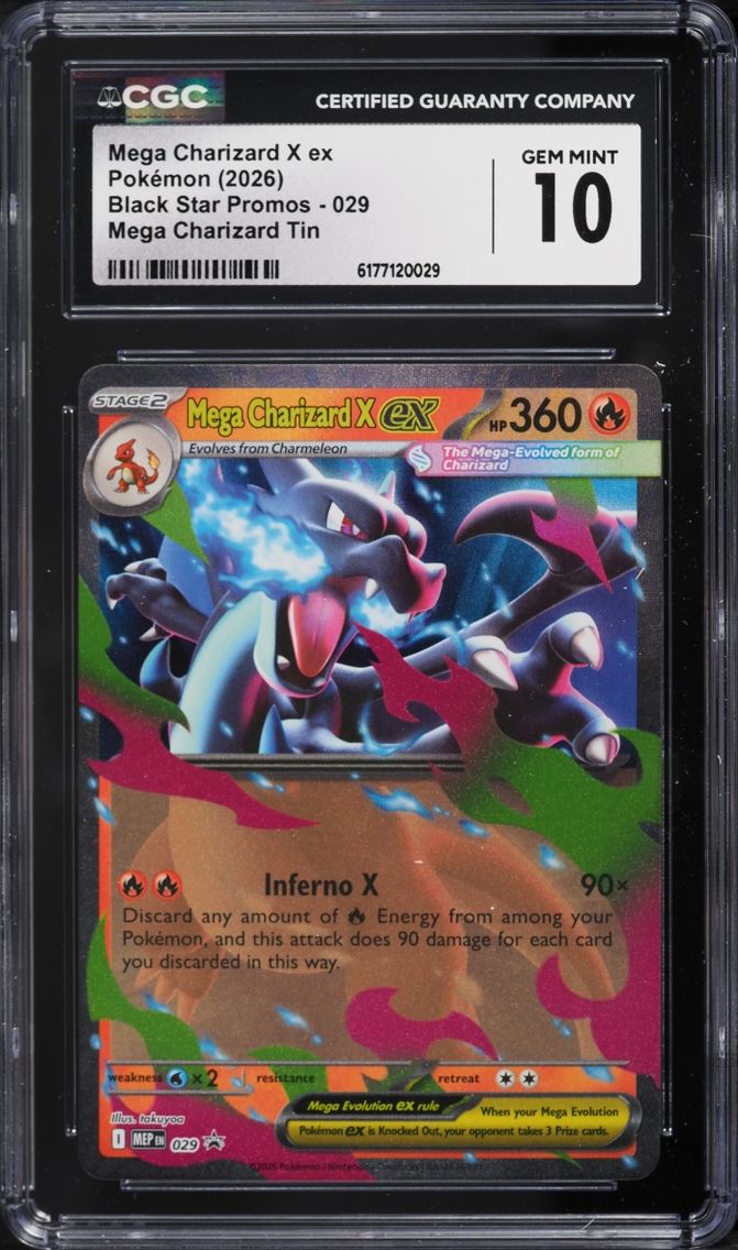 2026 Pokemon Mega Evolution Promo Tin Mega Charizard X Ex #29 CGC 10 GEM MINT
