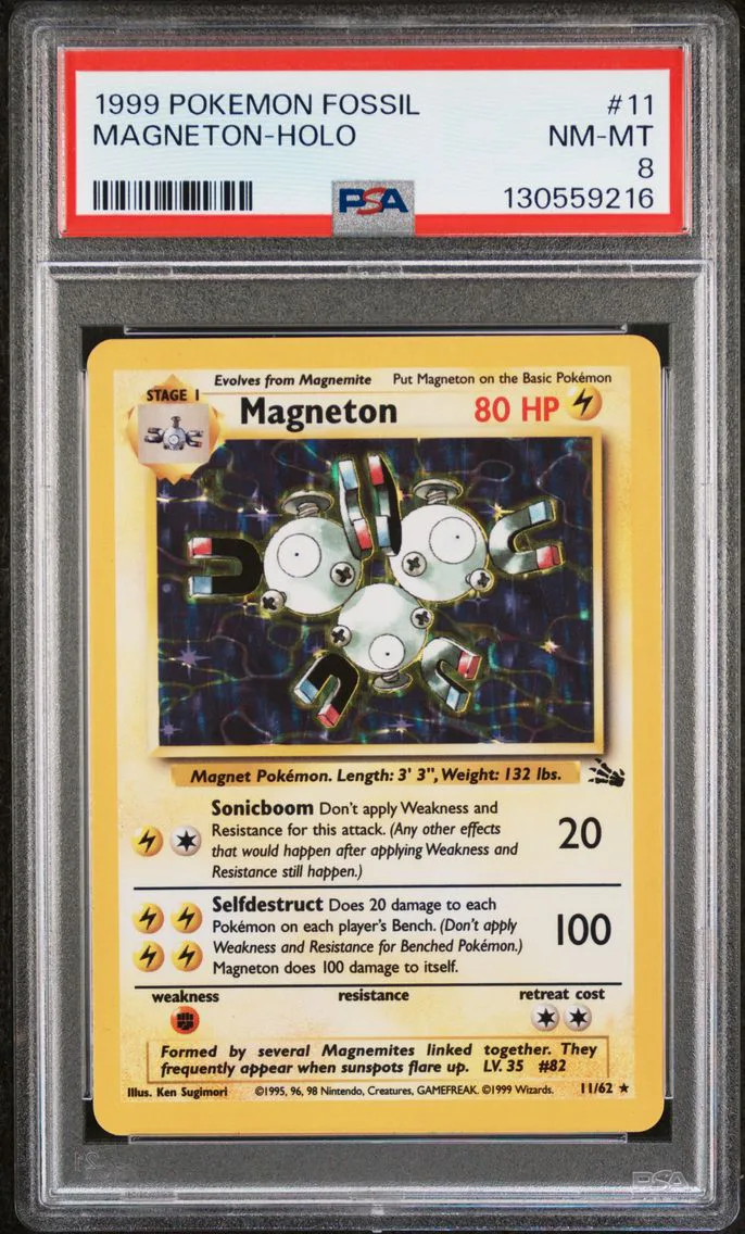 1999 #11 Magneton-Holo PSA 8 Fossil Pokemon