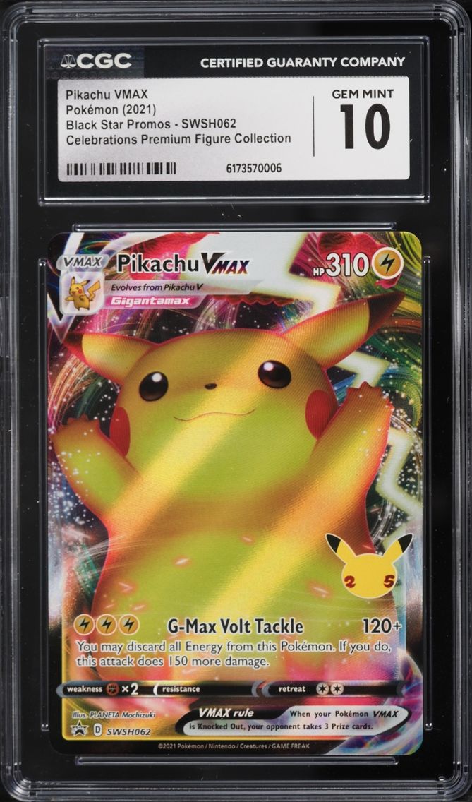 2021 Pokemon Sword & Shield Promo Celebrations Alt Art Pikachu VMAX #SWSH062 CGC 10 GEM MINT