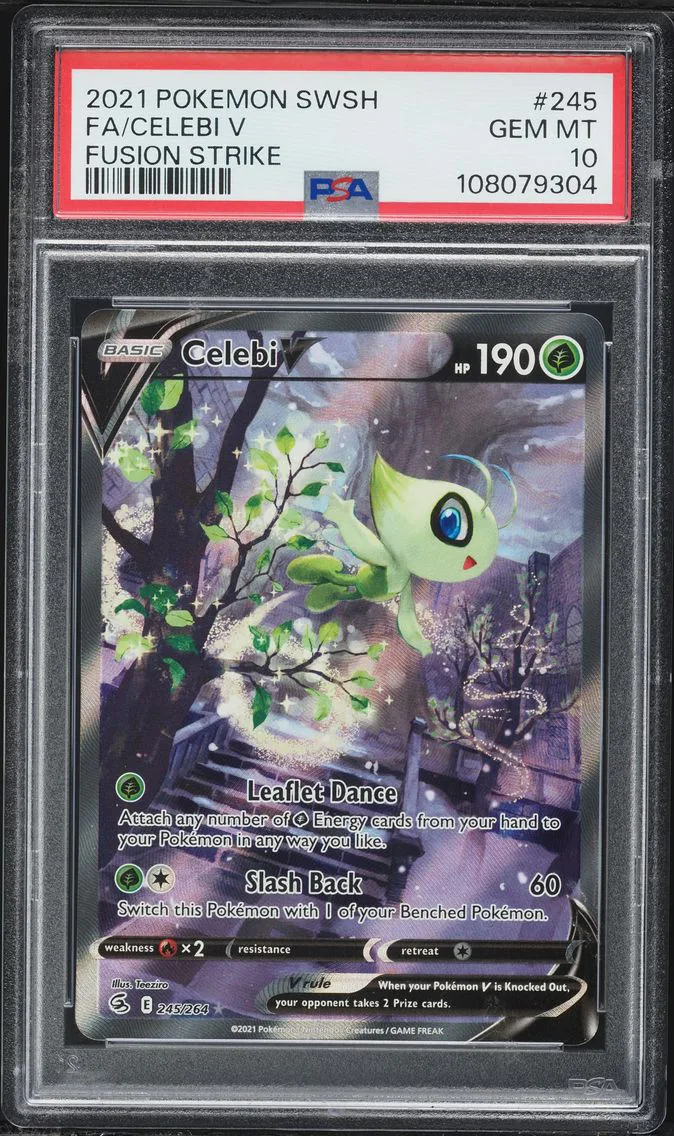 2021 #245 Full Art/Celebi V PSA 10 Sword & Shield Fusion Strike Pokemon