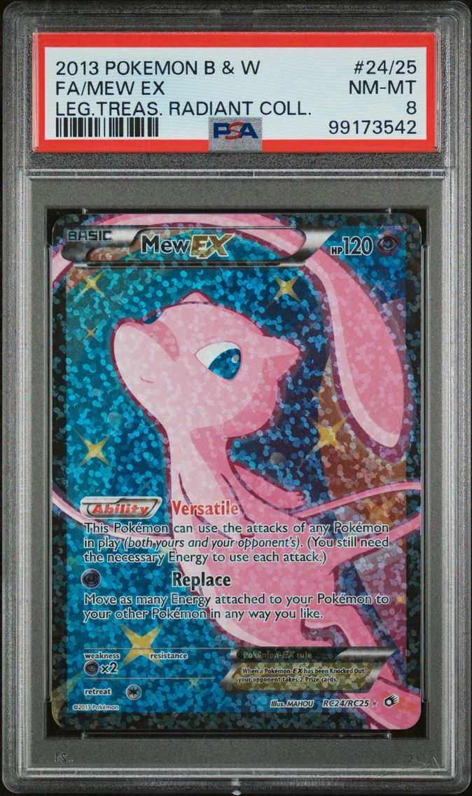 2013 #RC24 Full Art/Mew EX PSA 8 Black & White Legendary Treasures Radiant Collection Pokemon
