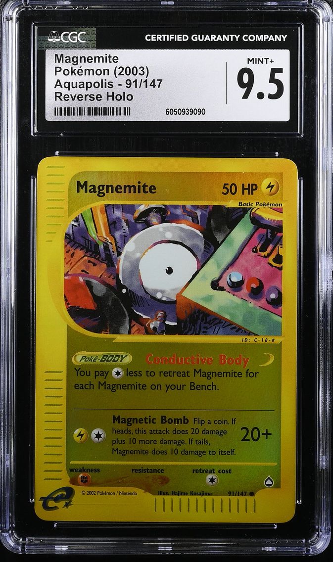 2003 #91 Magnemite Reverse Holo CGC 9.5 Aquapolis - English