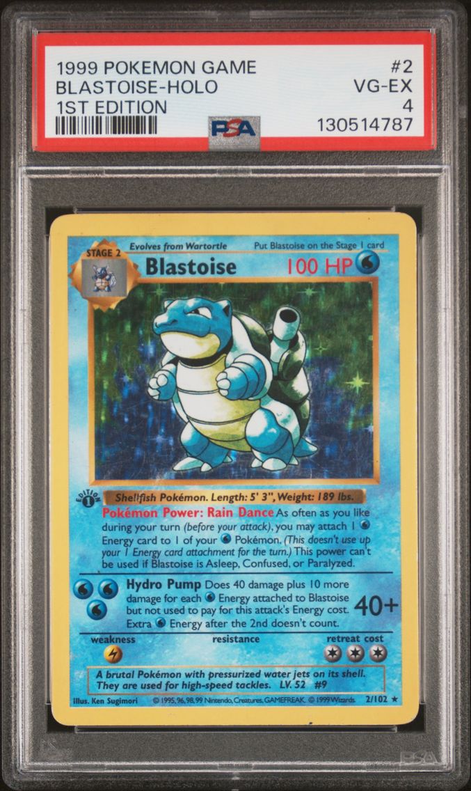 1999 #2 Blastoise-Holo 1st Edition PSA 4 Game Pokemon