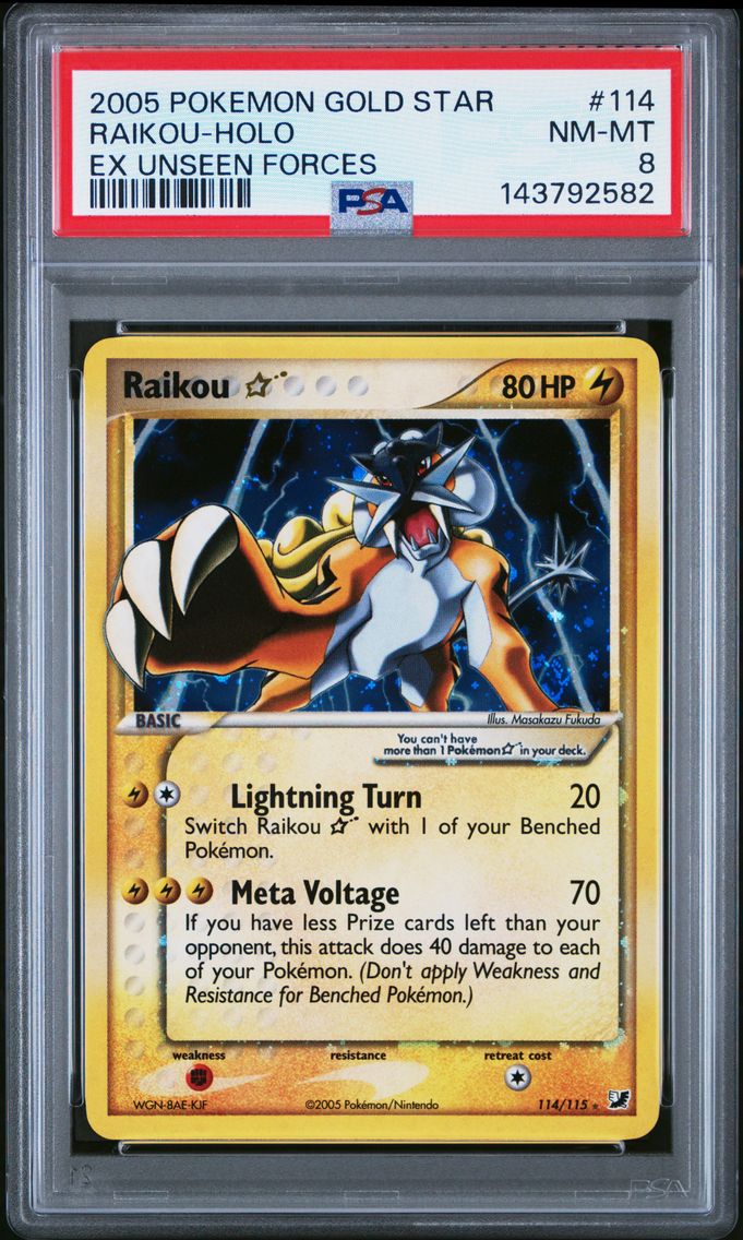 2005 #114 Raikou-Holo Gold Star PSA 8 EX Unseen Forces