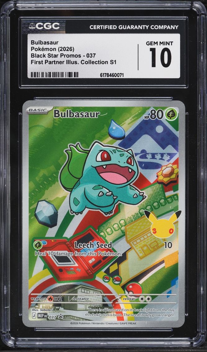 2026 Pokemon Mega Evolution Promo First Partner Illustration Full Art Bulbasaur #37 CGC 10 GEM