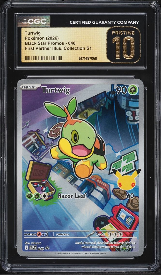 2026 Pokemon Mega Promo First Partner Illustration Full Art Turtwig #40 CGC 10 PRISTINE