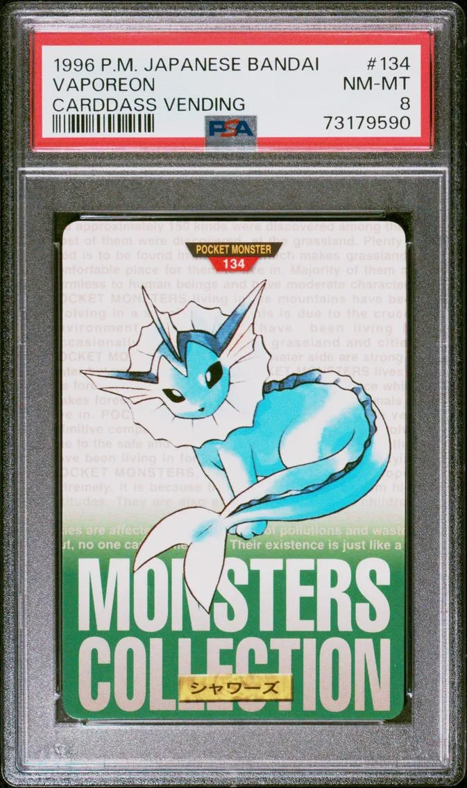 1996 #134 Vaporeon PSA 8 Japanese Bandai Carddass Vending
