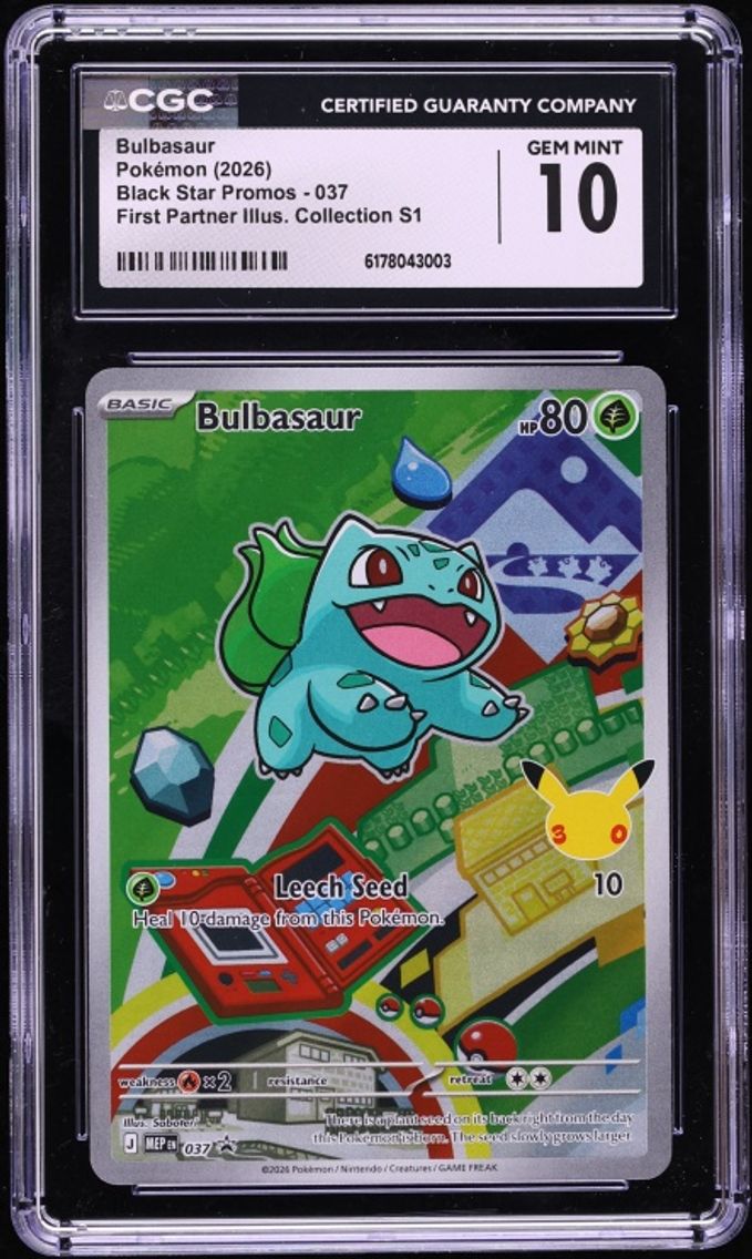 2026 Pokemon Mega Evolution Promo First Partner Illustration Full Art Bulbasaur #37 CGC 10 GEM