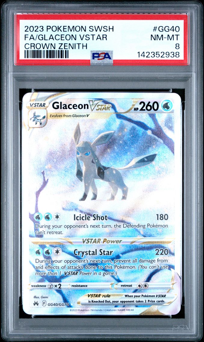 2023 #GG40 Full Art/Glaceon Vstar PSA 8 Sword and Shield Crown Zenith Pokemon