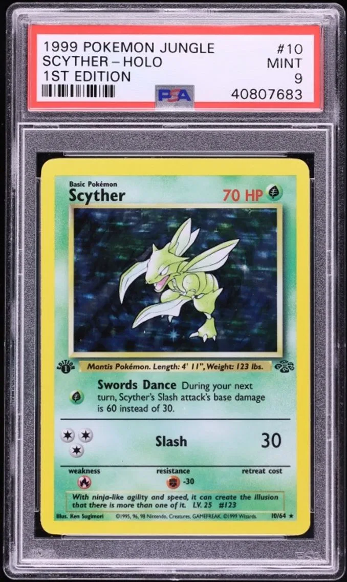 1999 #10 Scyther PSA 9 Pokemon Jungle 1st Edition Holo