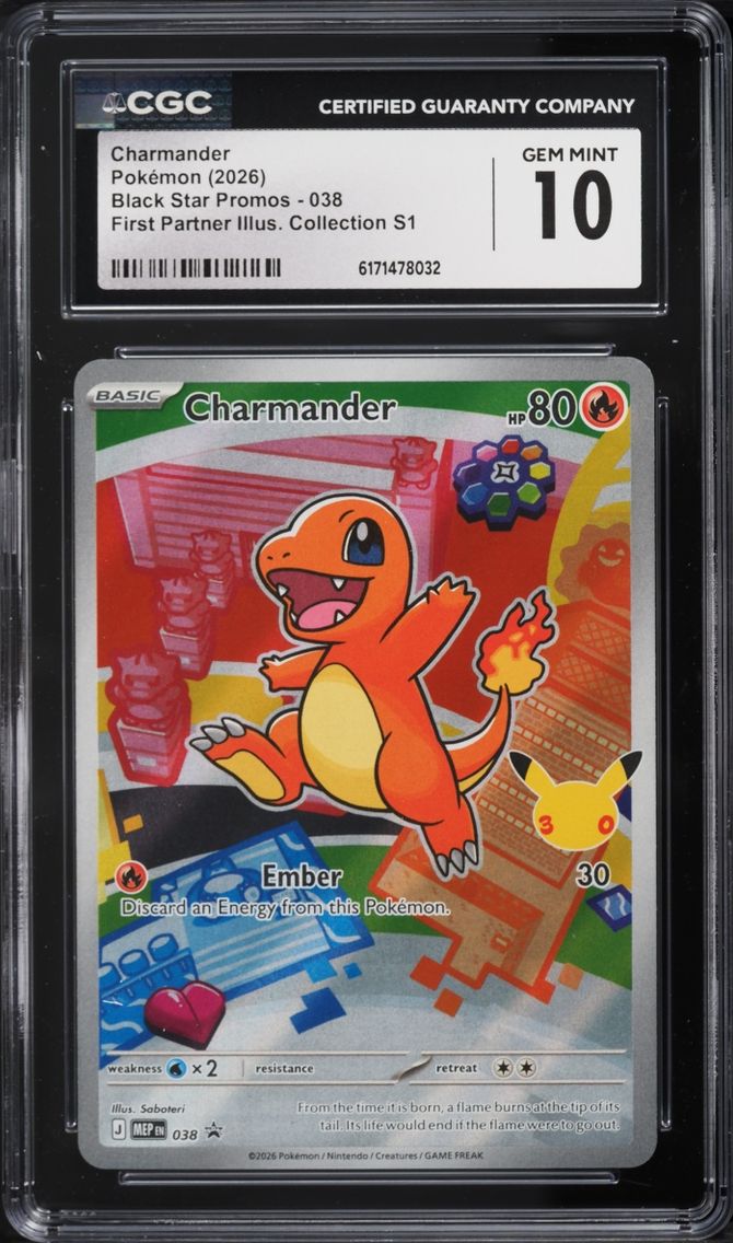 2026 Pokemon Mega Evolution Promo First Partner Illustration S1 Full Art Charmander #38 CGC 10
