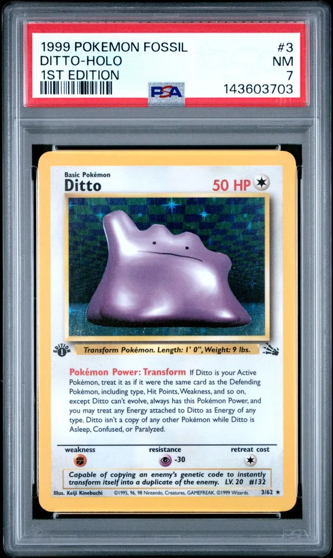 1999 #3 Ditto-Holo 1st Edition PSA 7 Fossil Pokemon