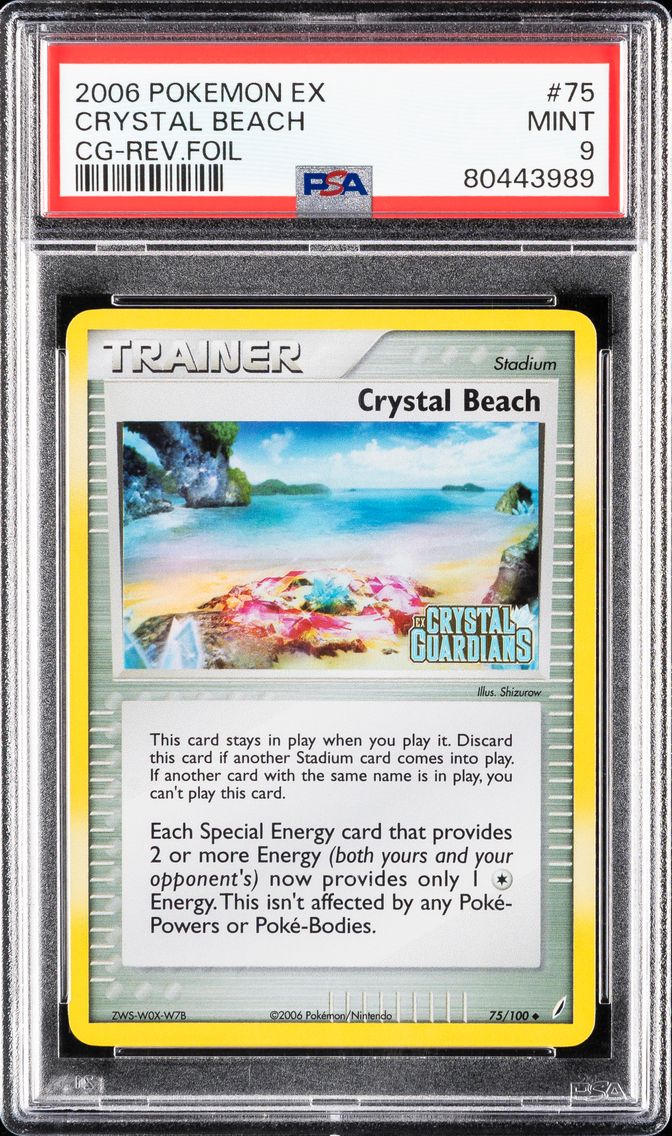 2006 #75 Crystal Beach-Reverse Foil PSA 9 EX Crystal Guardians Pokemon