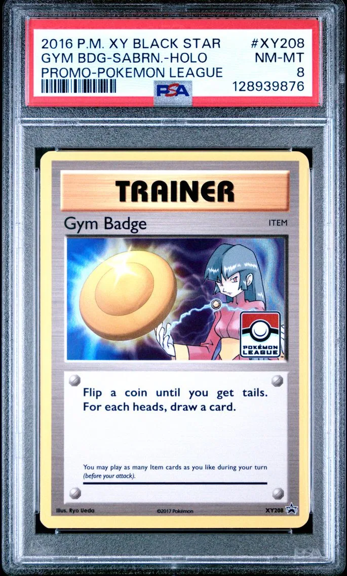 2016 #XY208 Gym Badge-Sabrina-Holo PSA 8 XY Black Star Promo