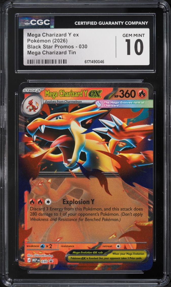 2026 Pokemon Mega Evolution Black Star Promo Tin Mega Charizard Y ex #30 CGC 10 GEM MINT