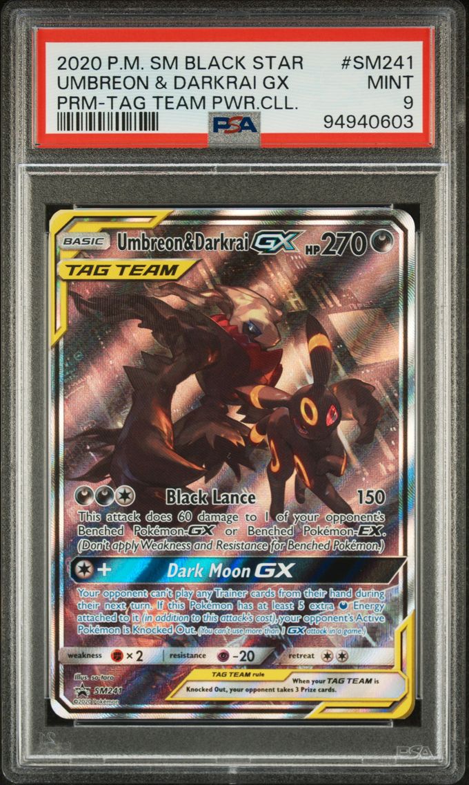 2020 #SM241 Umbreon & Darkrai GX PSA 9 SM Black Star Promo