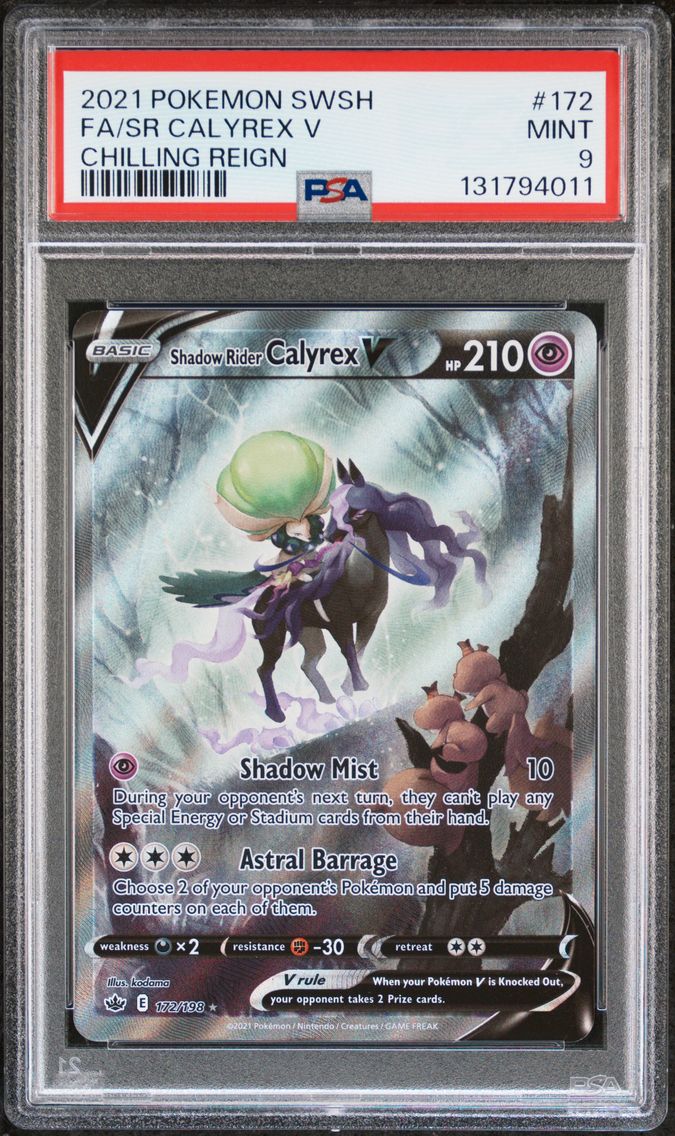 2021 #172 Full Art/Shadow Rider Calyrex V PSA 9 Sword & Shield Chilling Reign Pokemon