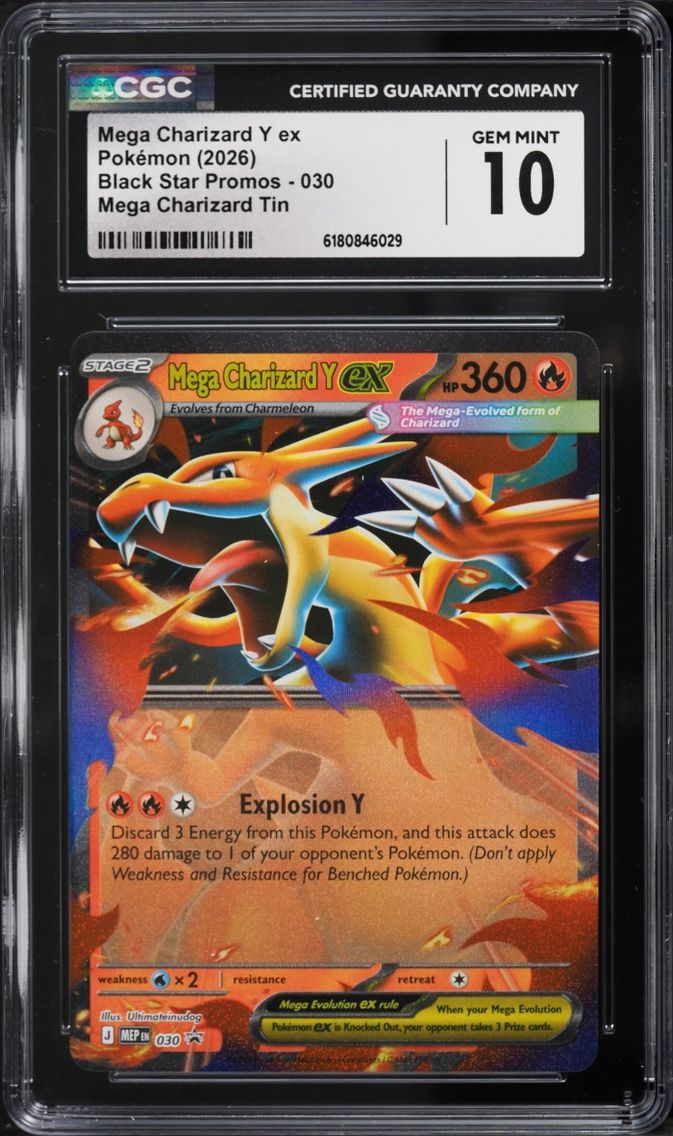 2026 Pokemon Mega Evolution Black Star Promo Tin Mega Charizard Y Ex #30 CGC 10 GEM MINT