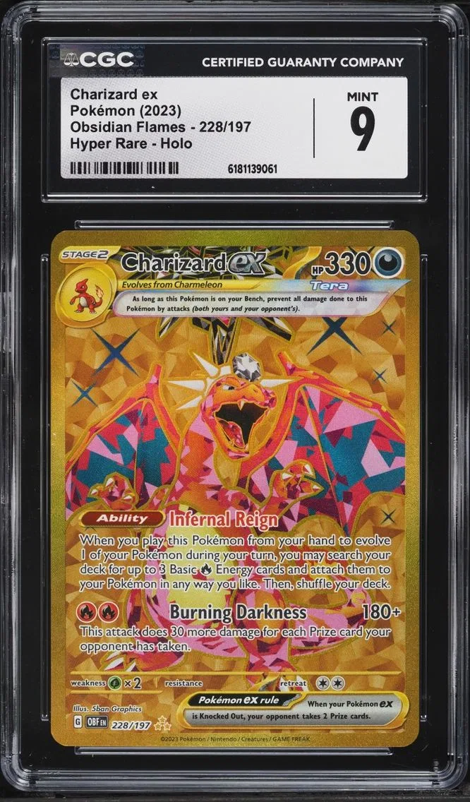 2023 Pokemon Scarlet & Violet Obsidian Flames Gold Rare Charizard EX #228 CGC 9 MINT