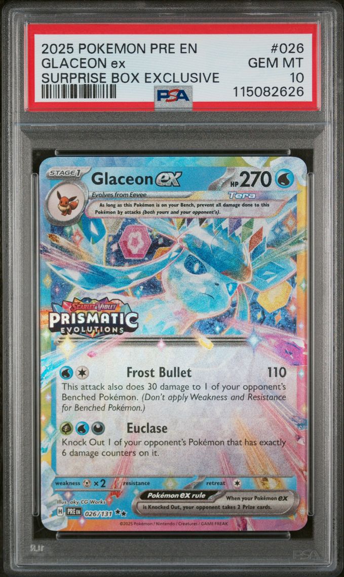 2025 #026 Glaceon EX PSA 10 Pre EN-Prismatic Evolutions Pokemon