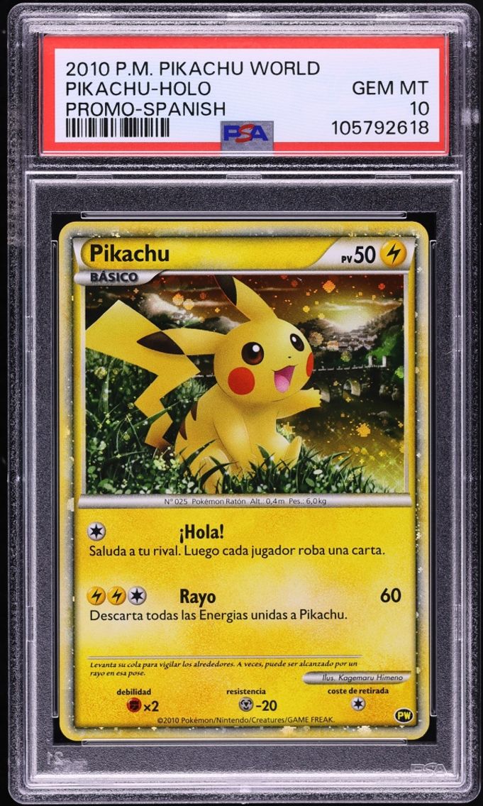 2010 Pikachu PSA 10 Pokemon Spanish World Collection Promo Holo