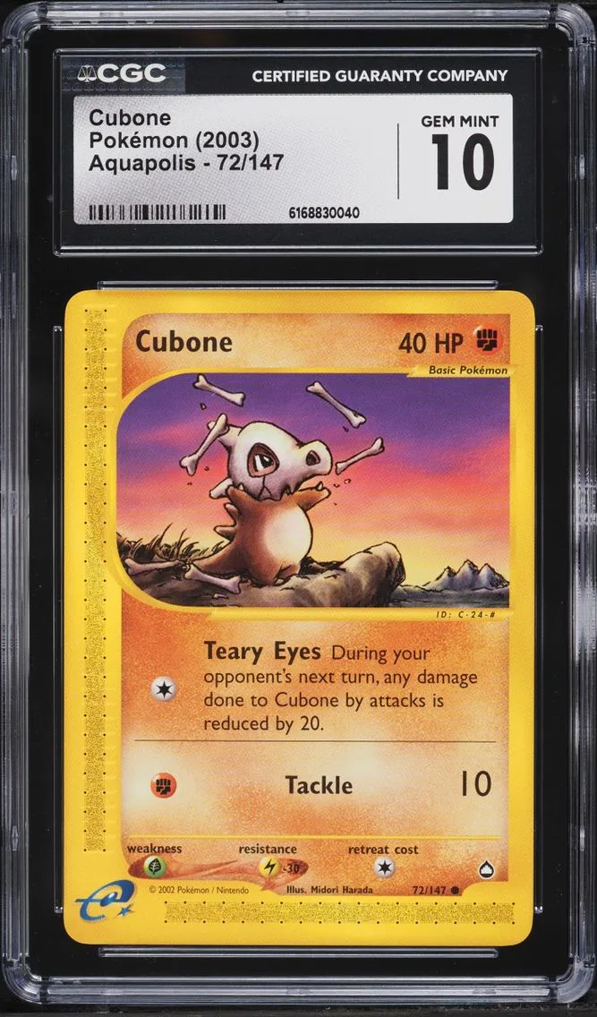 2003 Pokemon Aquapolis Cubone #72 CGC 10 GEM MINT