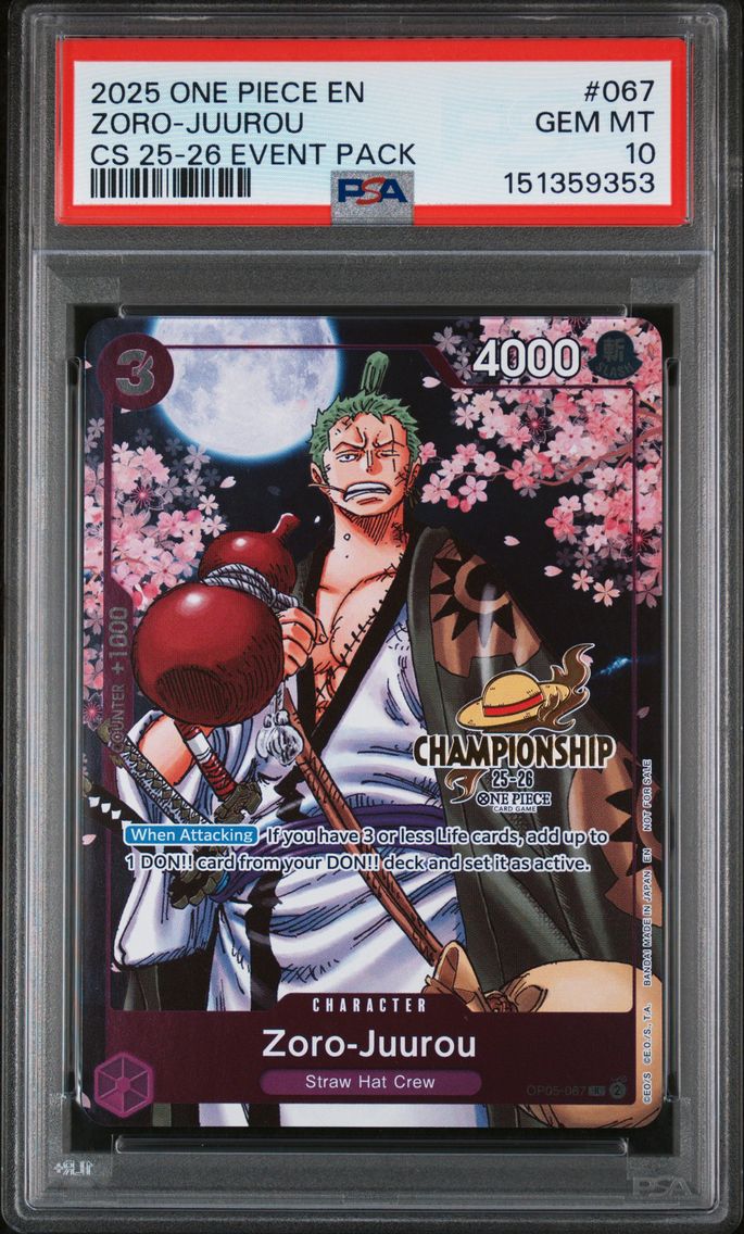 2025 #067 Zoro-Juurou PSA 10 One Piece Championship 2025-26 Event Pack