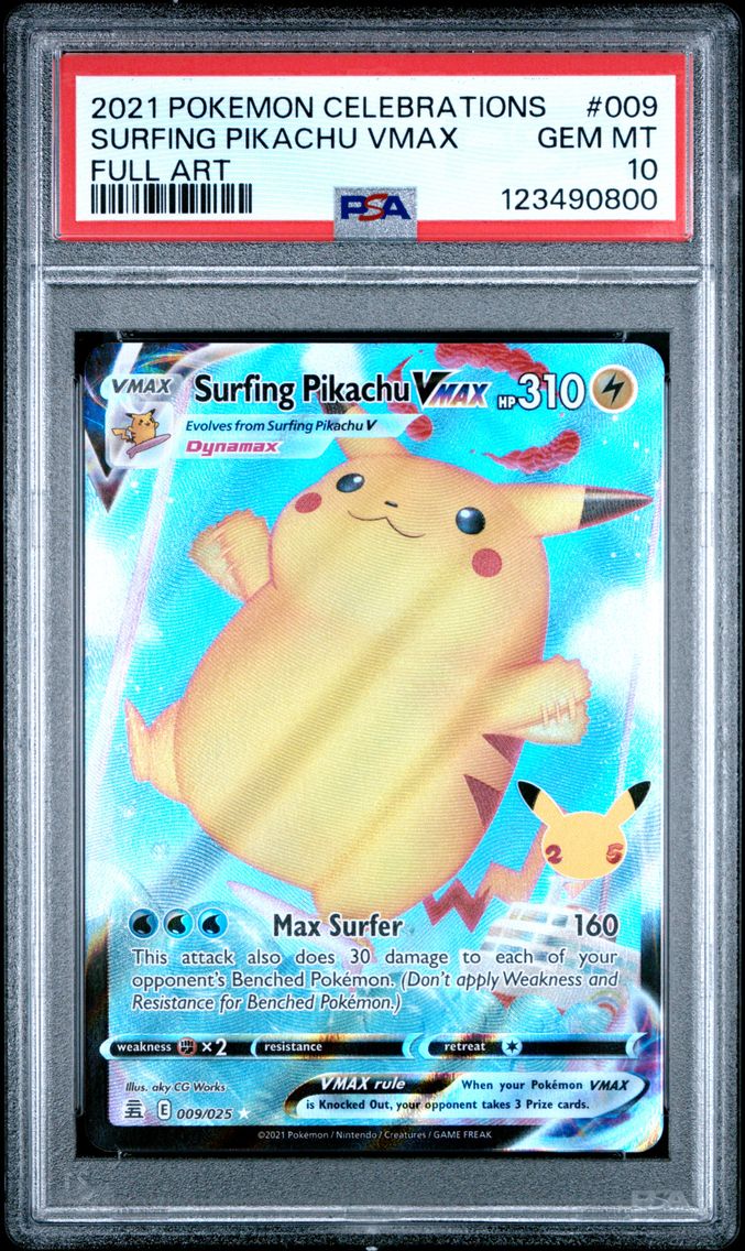 2021 #009 Full Art/Surfing Pikachu Vmax PSA 10 Celebrations