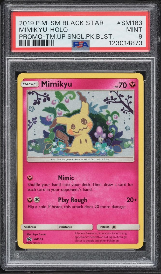 2019 Pokemon Sun & Moon Black Star Promo Team Up Holo Mimikyu #SM163 PSA 9 MINT