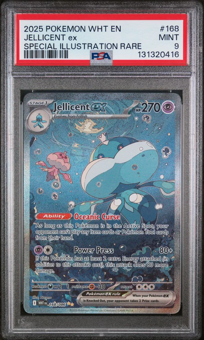2025 #168 Jellicent EX PSA 9 Wht EN-White Flare