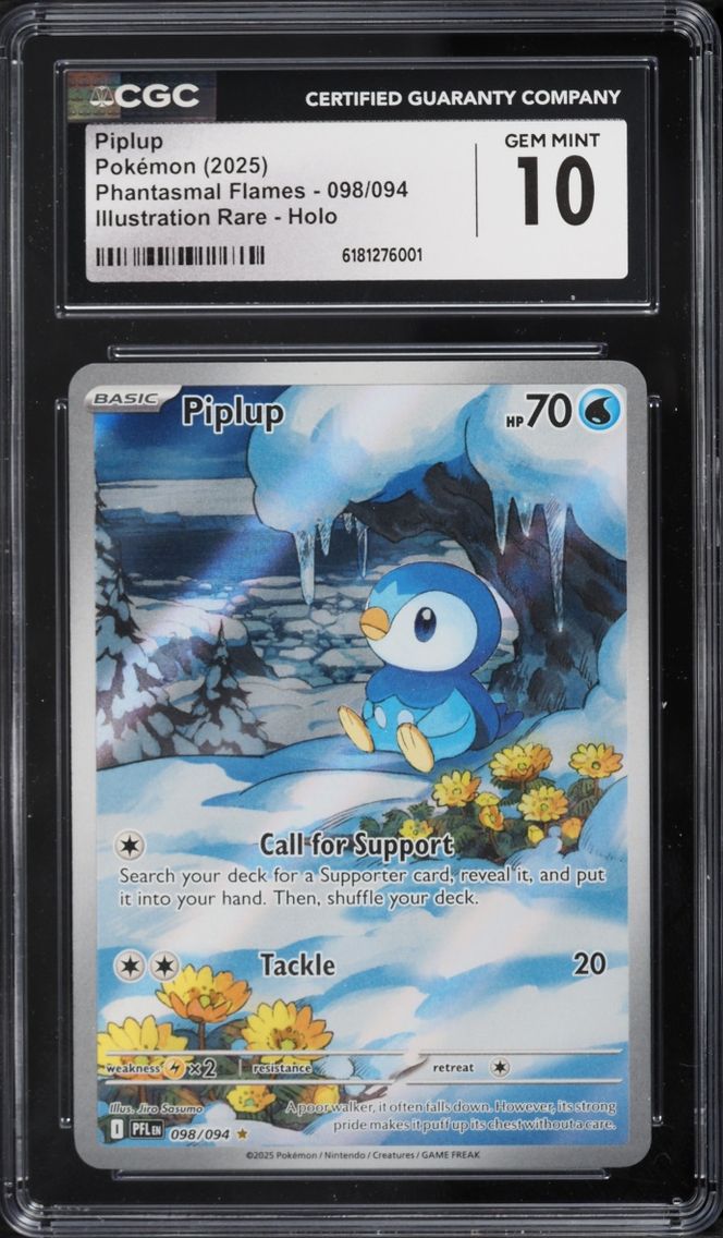 2025 Pokemon Mega Evolution Phantasmal Flames IR Piplup #98 CGC 10 GEM MINT