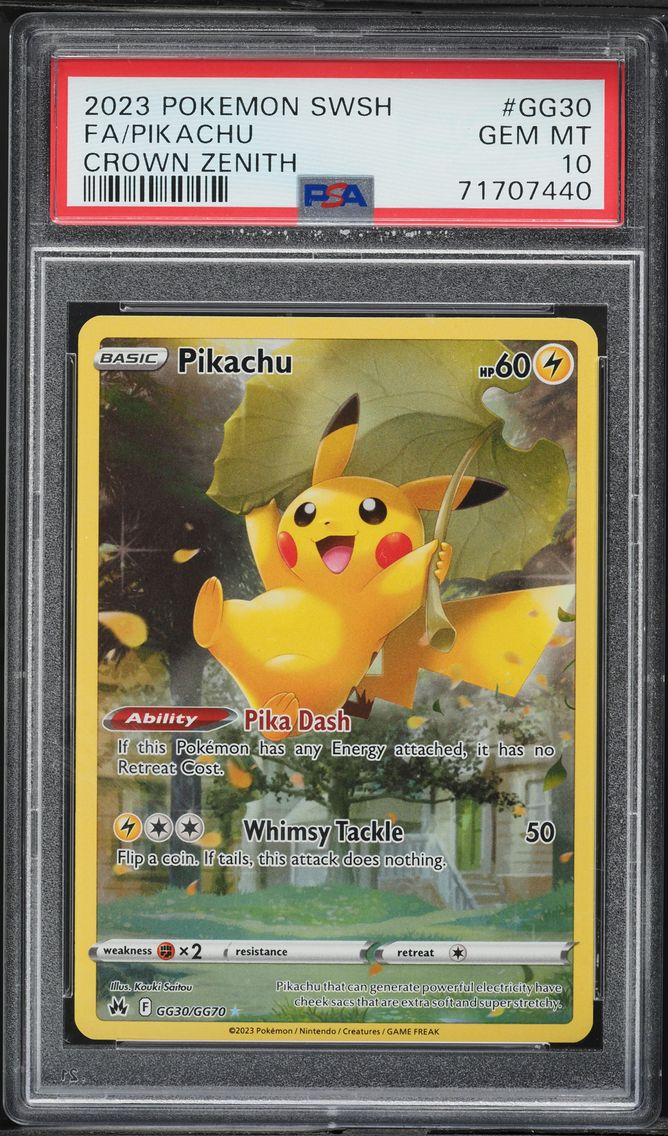 2023 #GG30 Full Art/Pikachu PSA 10 Sword and Shield Crown Zenith Pokemon