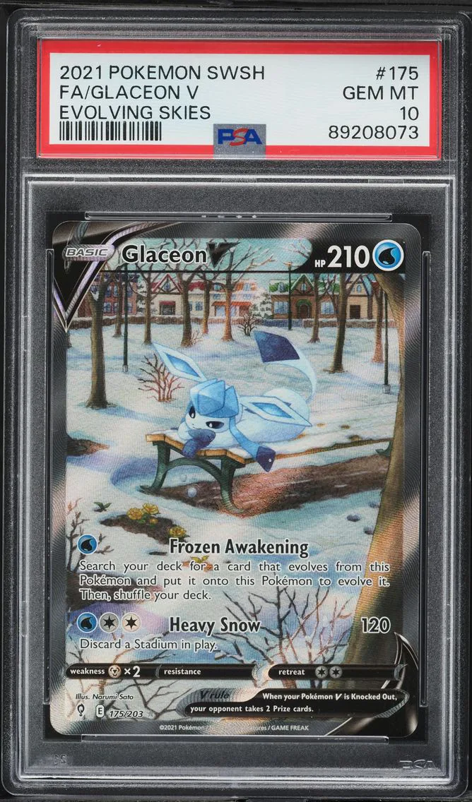 2021 #175 Full Art/Glaceon V PSA 10 Sword & Shield Evolving Skies Pokemon