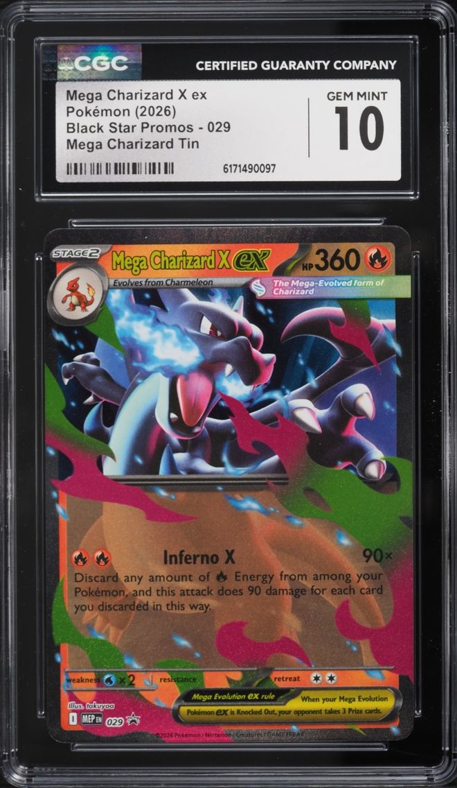 2026 Pokemon Mega Evolution Black Star Promo Tin Mega Charizard X Ex #29 CGC 10 GEM MINT