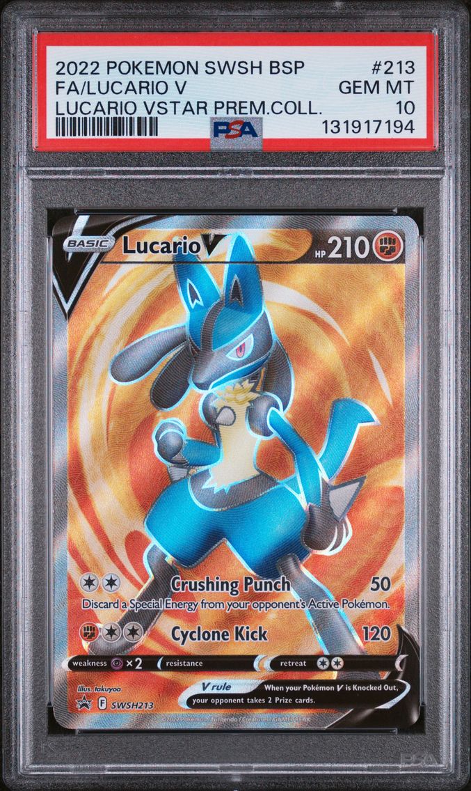 2022 #213 Full Art/Lucario V PSA 10 Swsh Black Star Promo Pokemon